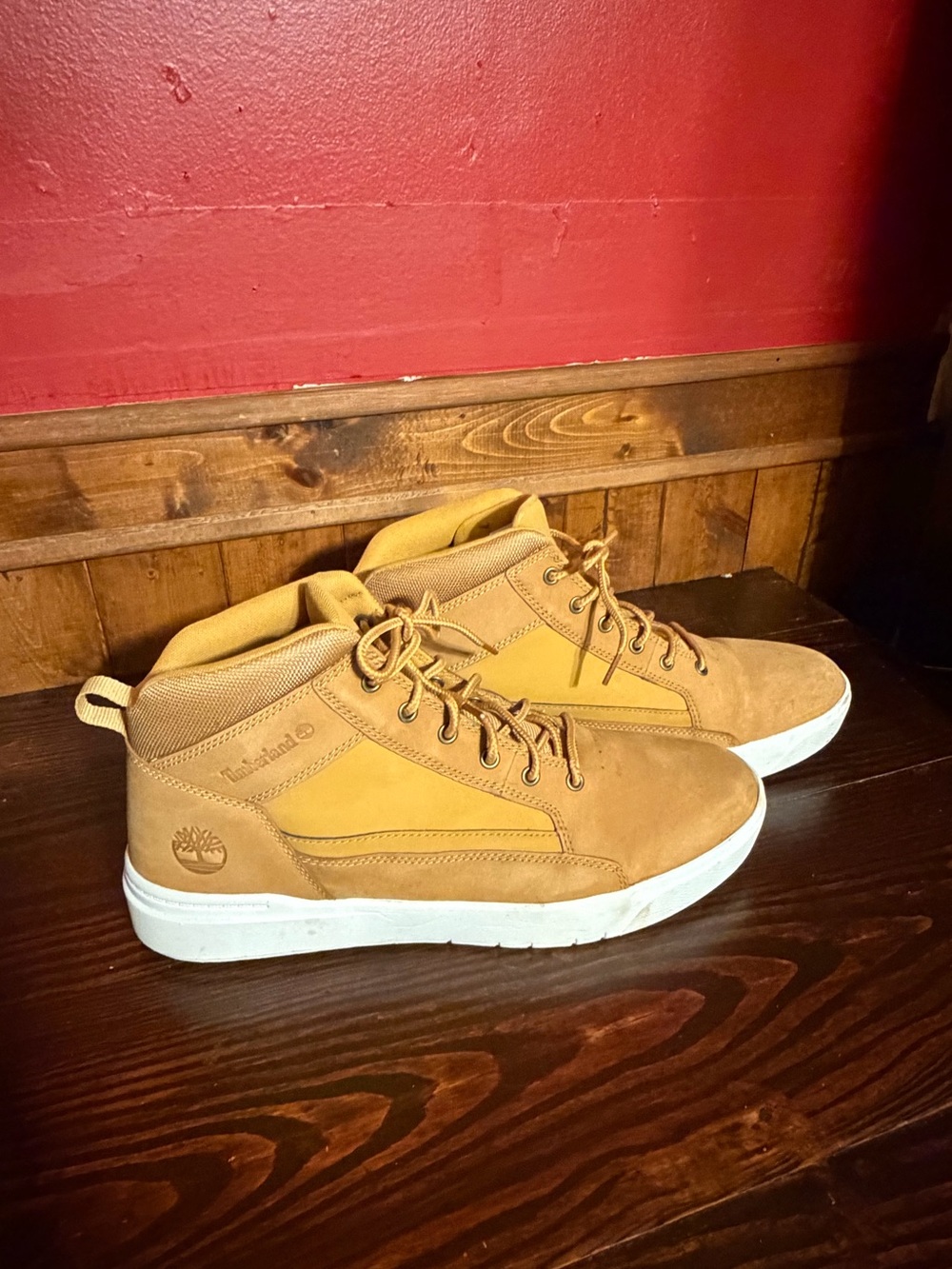 Timberland Men's Allston Mid Lace Up Sneaker, Wheat Nubuck